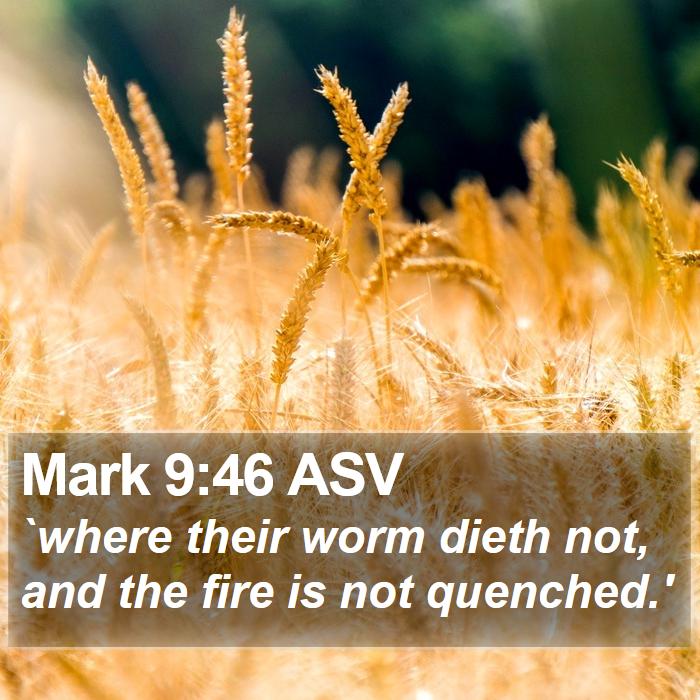 Mark 9:46 Asv - `Where Their Worm Dieth Not, And The Fire Is Not