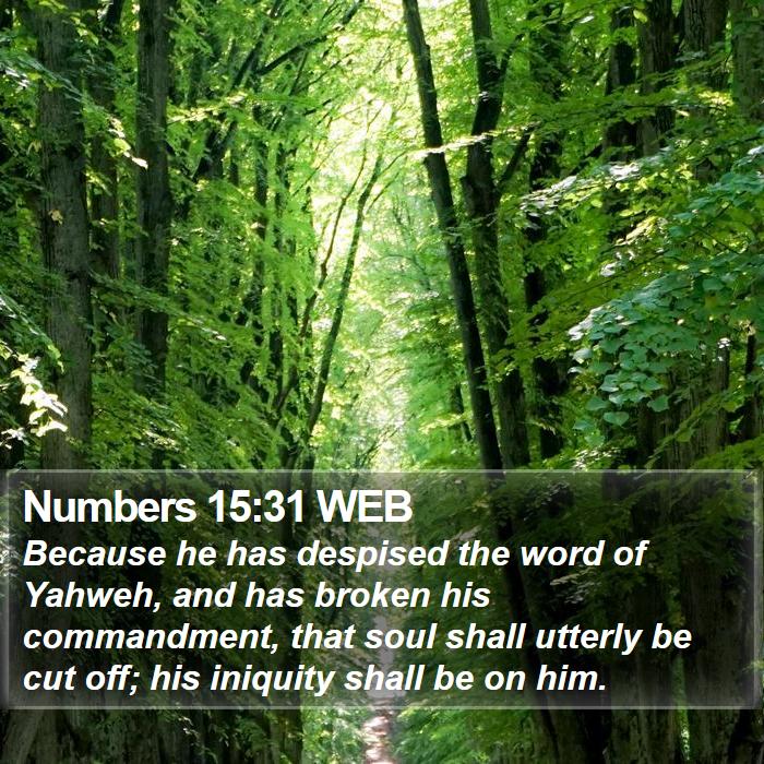 Numbers 15 31 WEB Because He Has Despised The Word Of Yahweh And