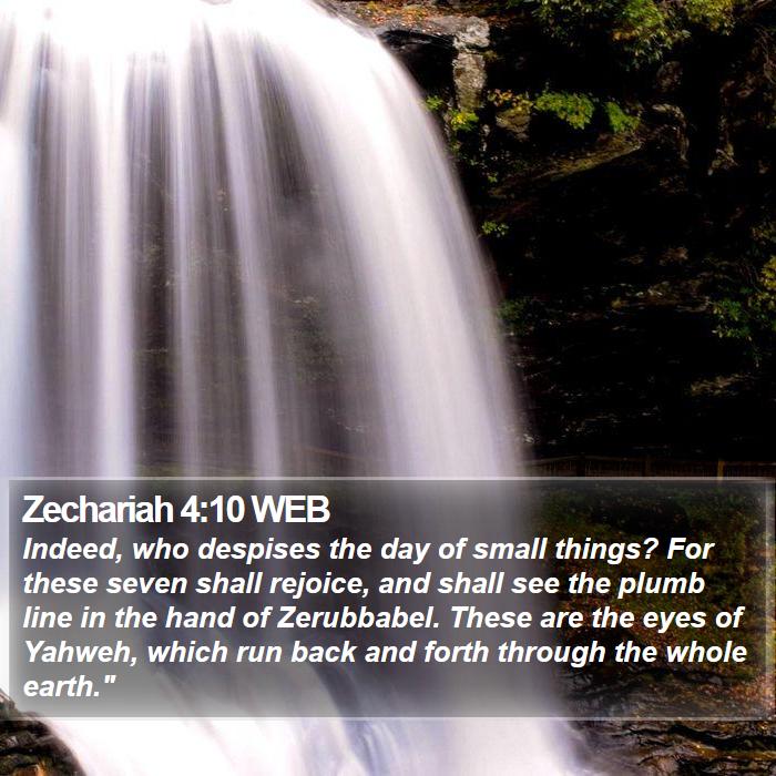 Zechariah 4:10 Web - Indeed, Who Despises The Day Of Small Things? For