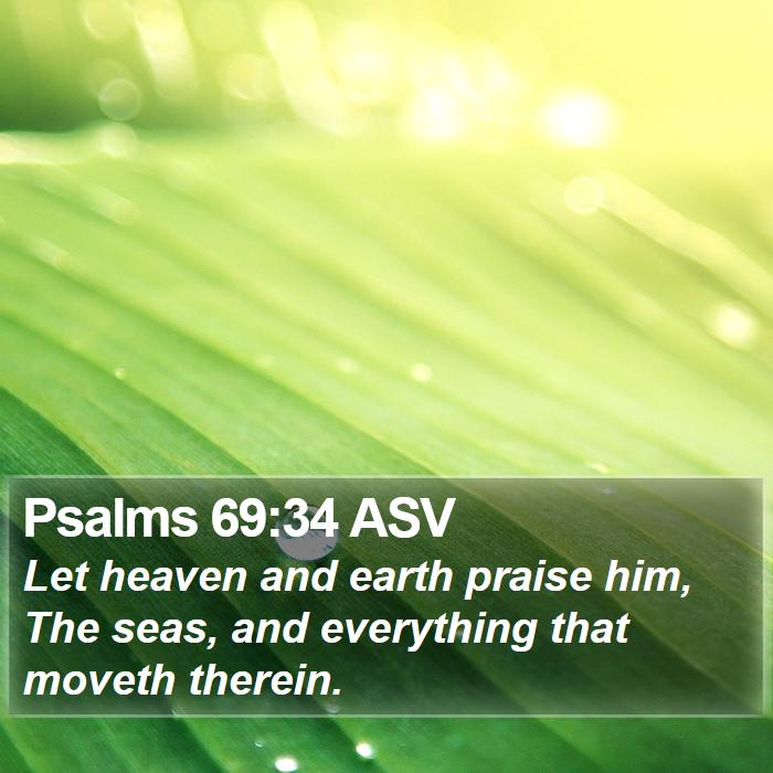 Psalms 69:34 ASV - Let heaven and earth praise him, The seas, and