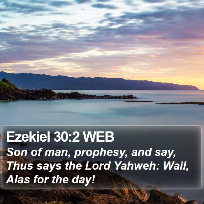 Ezekiel 30:2 WEB - Son Of Man, Prophesy, And Say, Thus Says The Lord