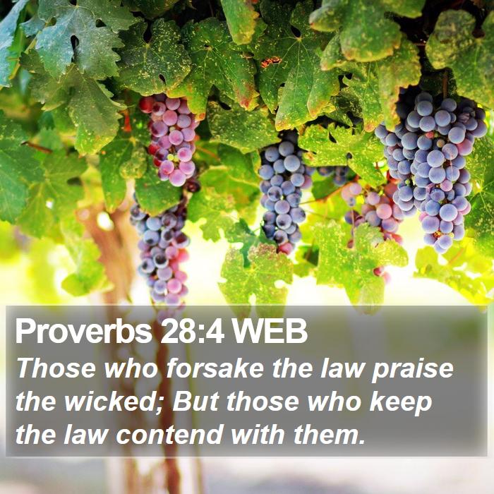 Proverbs 284 Web Those Who Forsake The Law Praise The Wicked But